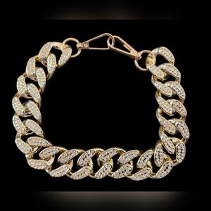 Gold With Rhinestones Chunky Bag Chain